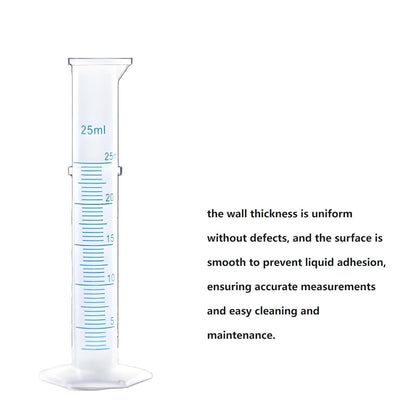 Plastic Graduated Cylinder Set - 25ml/50ml/100ml Measuring Cylinders for Science Lab, Chemistry Experiments, Kids Education - Shatterproof, Durable & BPA-Free (6-Pack 25ml)