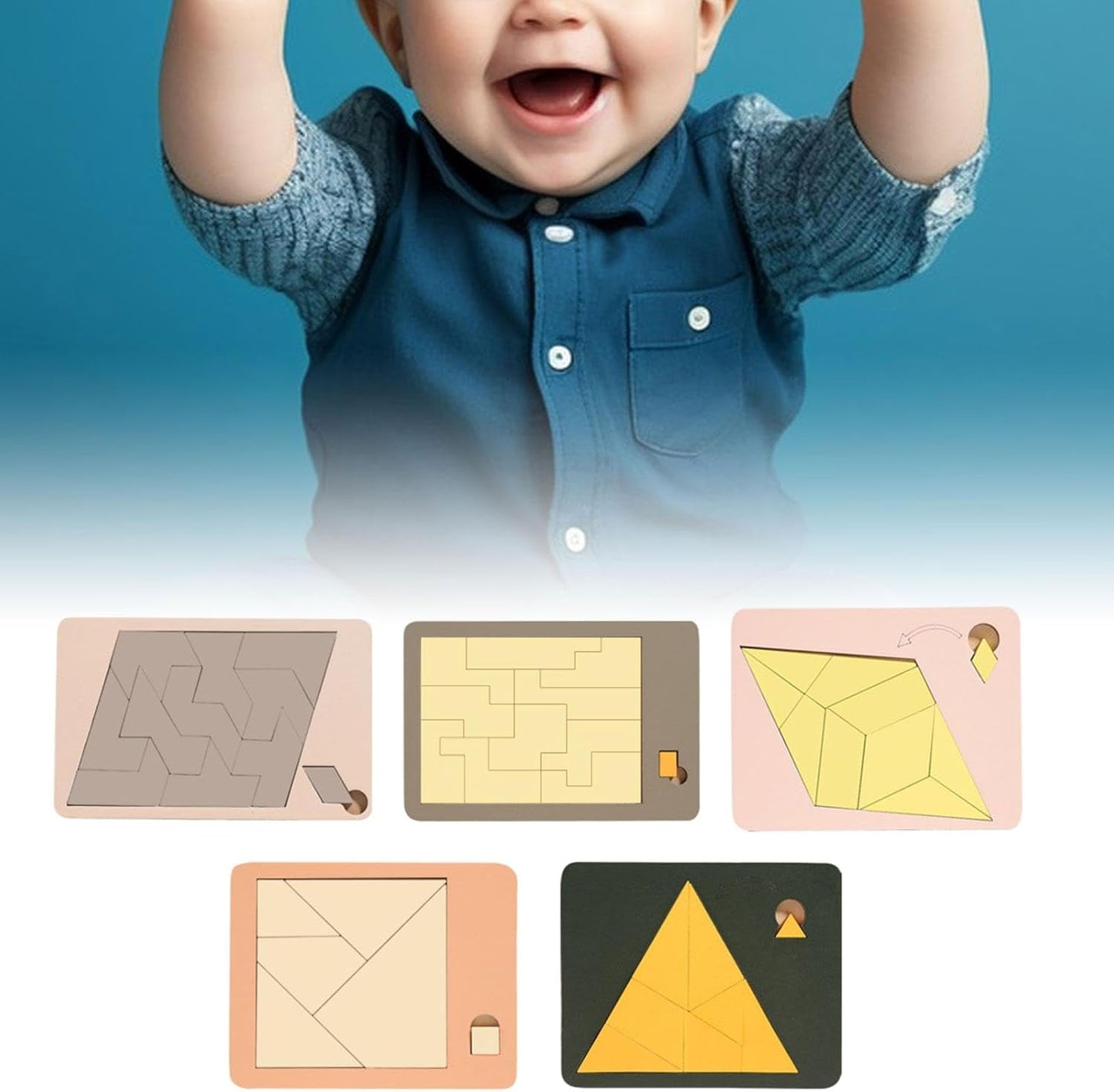 5Pcs Tangram Puzzle Toys Stem Shape Puzzles Classic Brain Teasers Toy