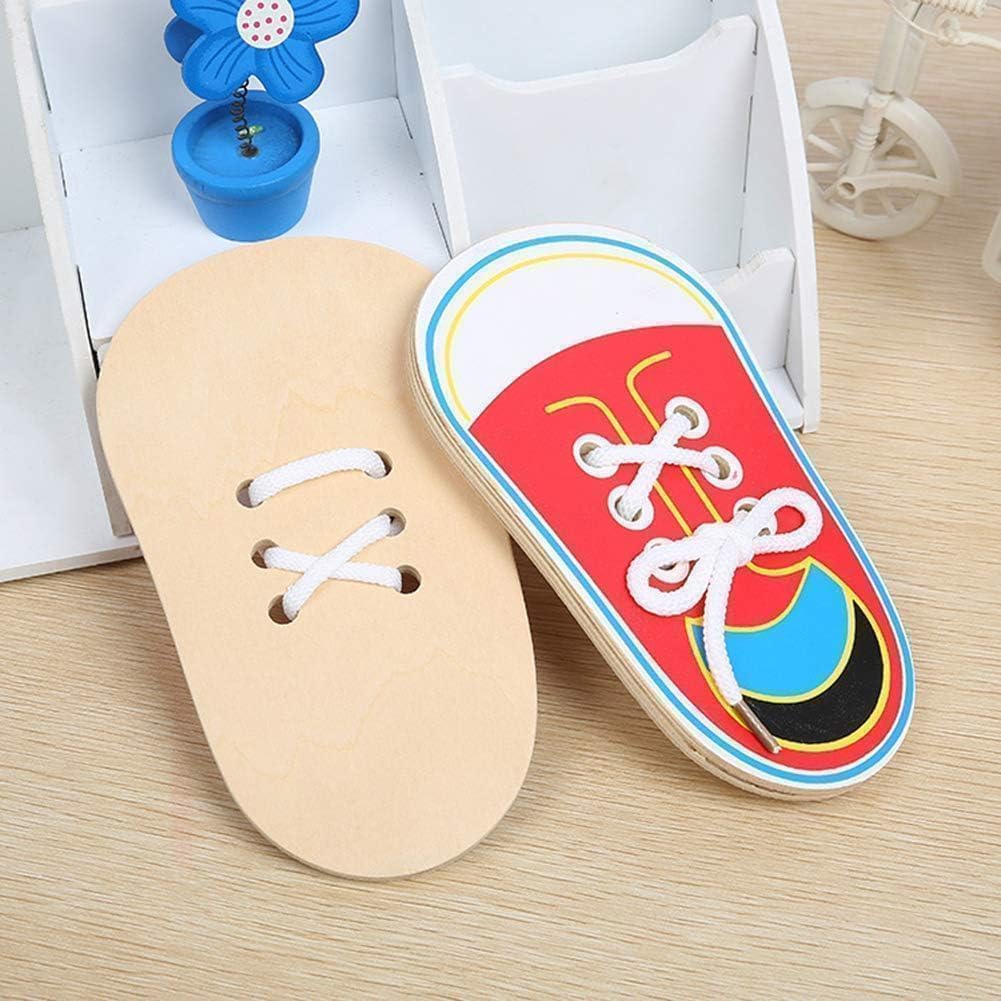 Shoe Tying Practice, Wooden Learn to Tie Your Own Shoes Threading Lacing Shoes Training Early Learning Kits, Decorative Accessories