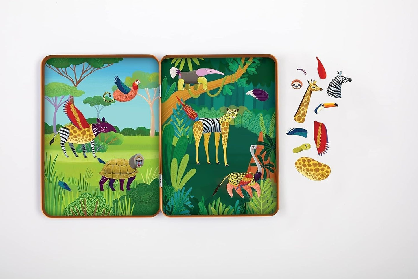 Wild Mix-Up Magnetic Build-It from Mudpuppy - Includes 2 Illustrated Background Scenes & 70+ Mix and Match Magnets, Perfect for Travel Activities on The Go!, Ages 4+