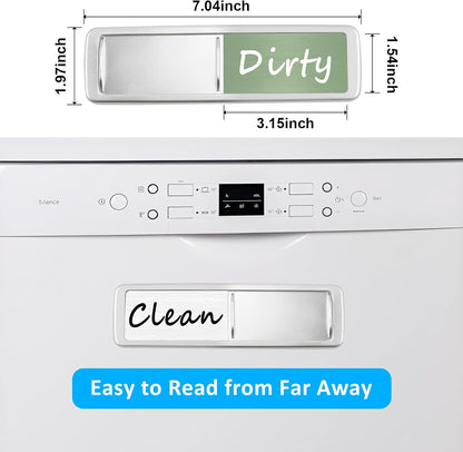 Dishwasher Magnet Clean Dirty Sign, Slide Strong Clean and Dirty Refrigerator Magnet Indicator for Dishwasher, Non-Scratch, Easy to Read, Self-Adhesive for Non-Magnetic Dishwasher（LightGray Brown）