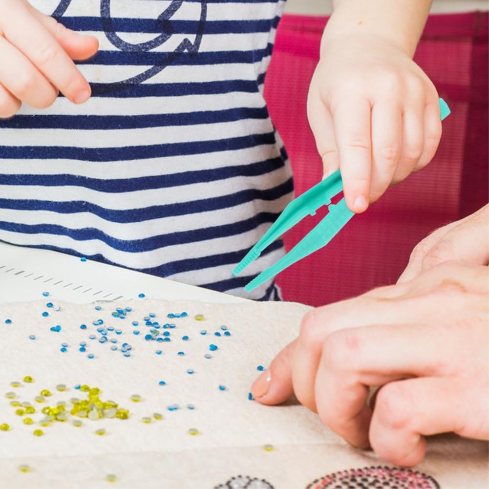50pcs Plastic Tweezer Bead Tweezers for Kids Craft Forceps Tools for Handmade DIY Creative Beading Projects Jewelry Making Kids Home Classroom School Tools(size:50 PCS)