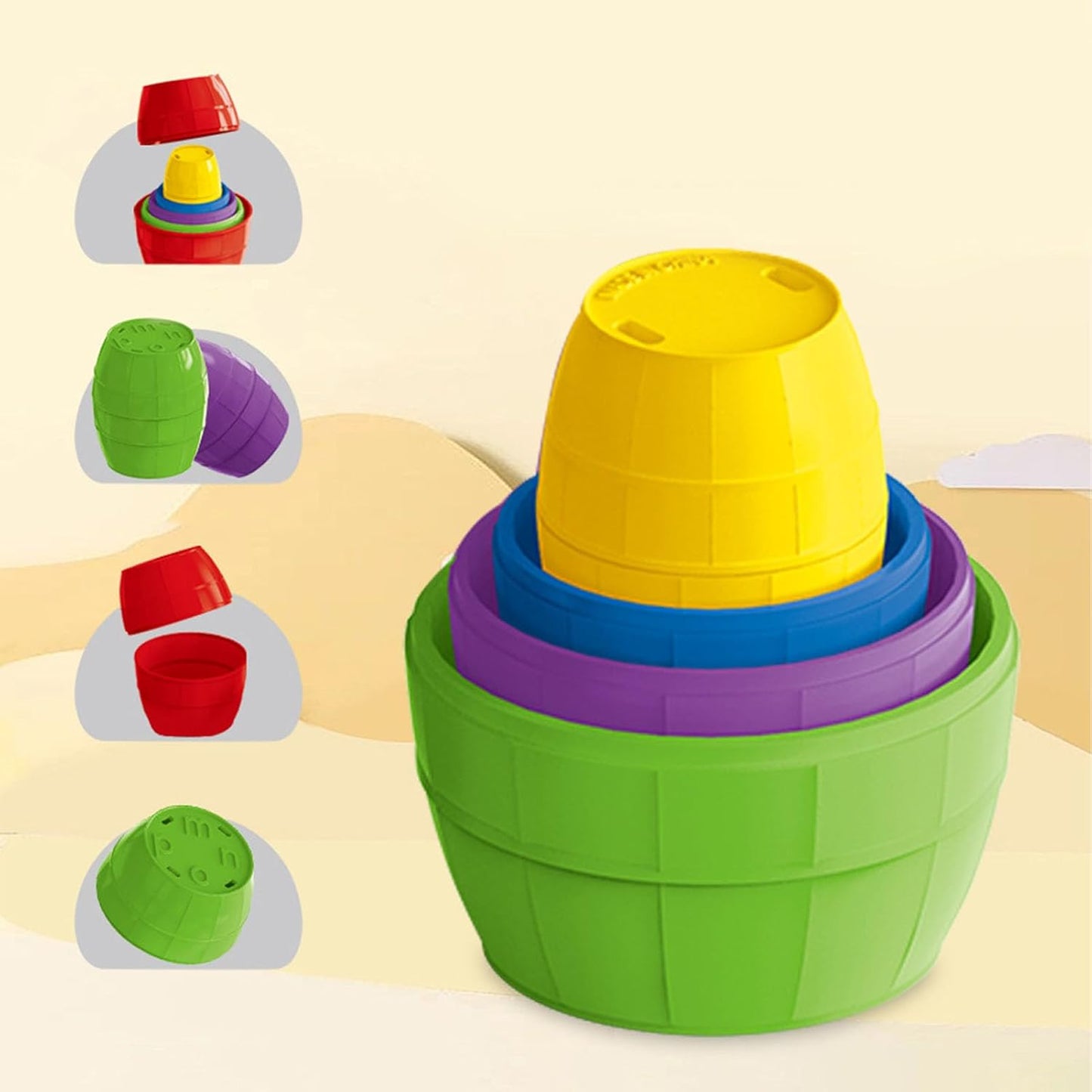Kikumi 10 Pieces Nesting Stacking Cup Brain Training Educational Interactive Stacking Cup Toy for Toddlers