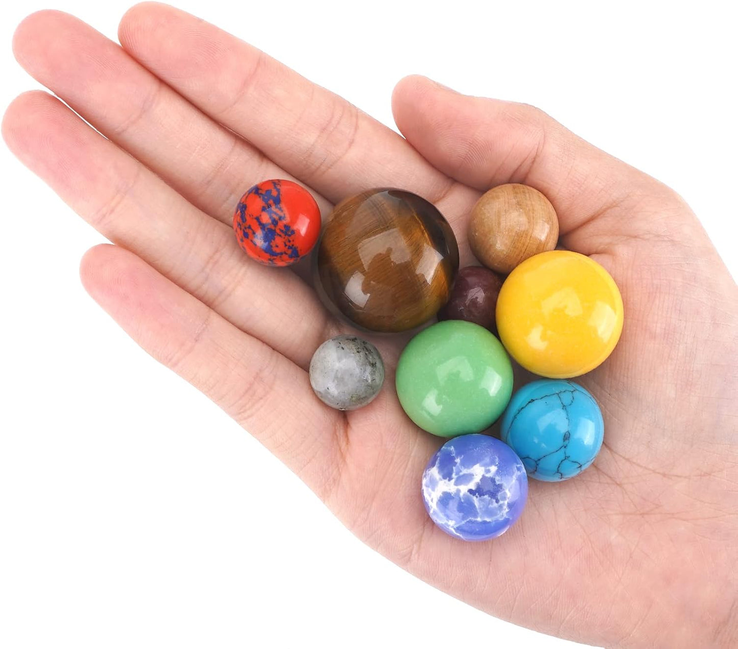 Nine Planets Gem Stones Planets Decorations Solar System Model Handmade Space Home Office Desk Decorations Creative Gift for Men, Women, Kids
