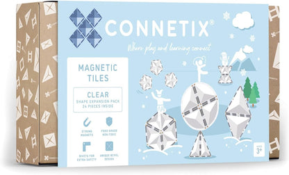 CONNETIX Magnetic Tiles Clear Shape Expansion Pack, 24 Pieces