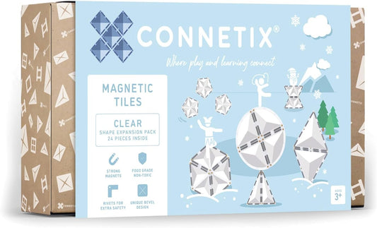 CONNETIX Magnetic Tiles Clear Shape Expansion Pack, 24 Pieces