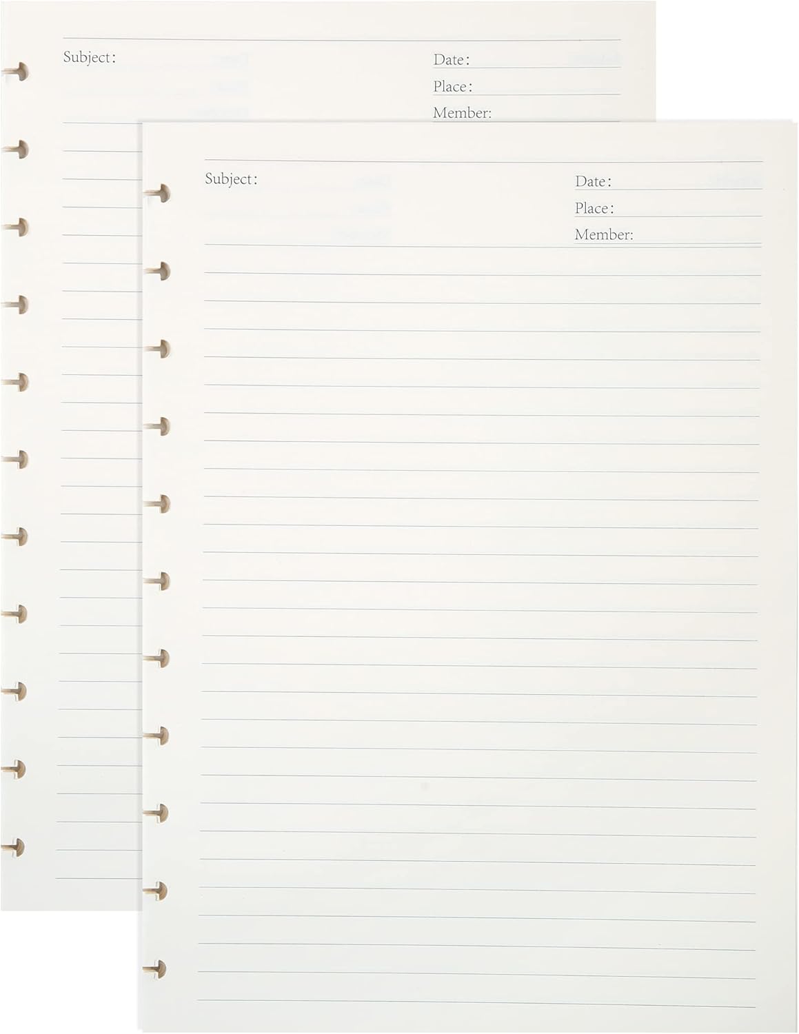 Discbound Notebook Refills for 11 Discs Notebooks 8.6 in x 12 in Letter Size 120 Sheets Multi-Subject Project Lined Pages Customizable Removable Pages(100 GSM) Heavyweight Planing Paper