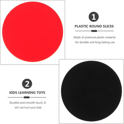Educational Two-Color Plastic Counting Chips Math Counters Discs Storage Box for Boys and Math Practice Game Tokens Red Black