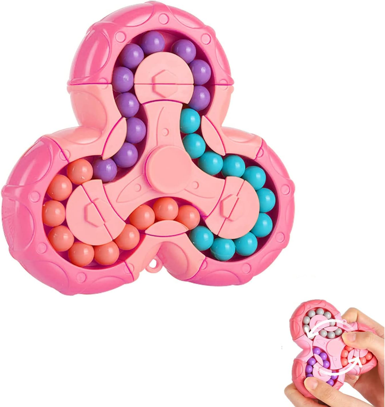 YUDANSI Magic Bean Puzzle Toy, Rotating Magic Bean & Fidget Cube 2-in-1, Rotating Magical Cube Fidgets Gift for Kids Boys Girls Age 3+, 5-7, 8-12, Brain Teaser Fingertip Toys for Teens Adults