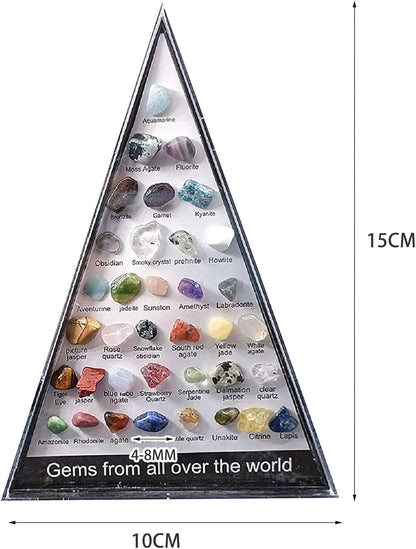 Natural Gem and Rock Collection 36 Kind Mineral Ore Collection Specimens Natural Crystal Specimens and Geology Gem Kit Educational Gift for Kids Student Champaign Gold