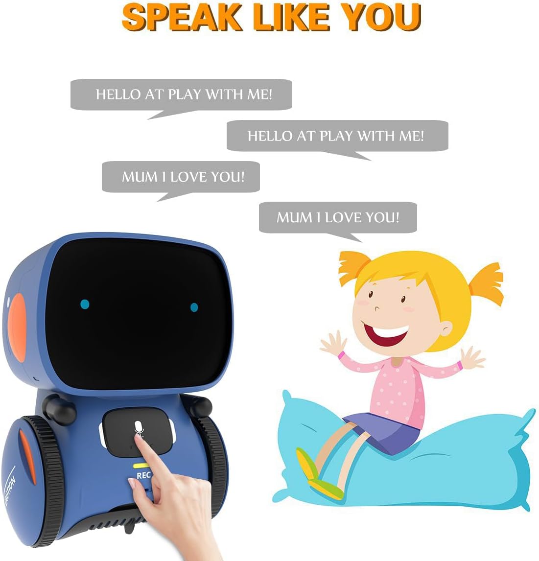 98K Kids Robot Toys for Girls and Boys, Touch and Voice Control Robots Interactive Smart Talking Robots Intelligent Partner and Teacher with Singing, Dancing, STEM Toy Gifts for Kid Age 3 and Up