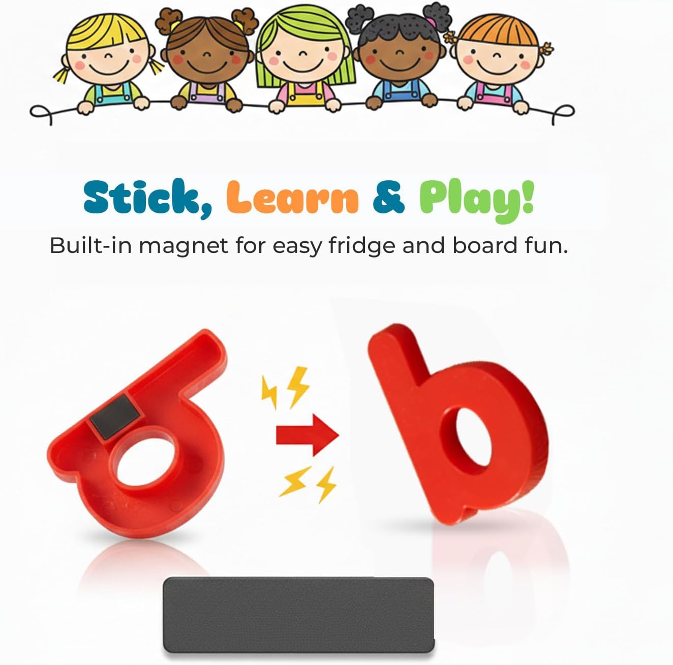 JoyLearn 78 Pieces Magnetic Letters and Numbers Alphabet Fridge Magnets ABC 123 Colorful Plastic Uppercase Lowercase Educational Toy Set with Math Symbols for Kids (78 PCS)