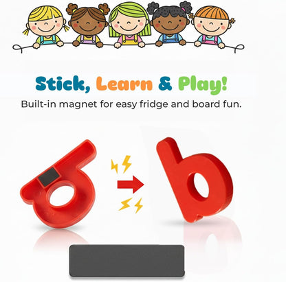 JoyLearn 78 Pieces Magnetic Letters and Numbers Alphabet Fridge Magnets ABC 123 Colorful Plastic Uppercase Lowercase Educational Toy Set with Math Symbols for Kids (78 PCS)