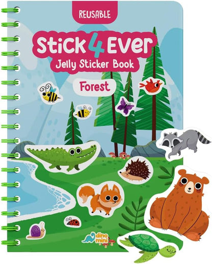 Stick4Ever Jelly Sticker Book - for Kids - Waterproof, Easy to Clean Reusable Sticker Book for Toddlers- Reusable Road Trip Activities for Kids - Stocking Stuffers for Toddlers (Wonderland)