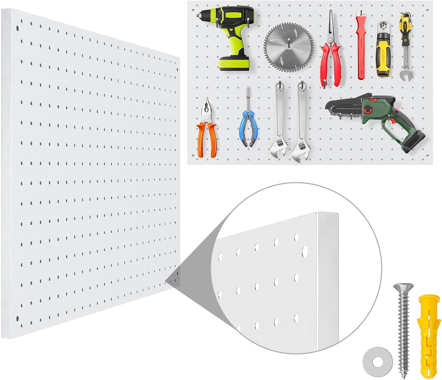 Peg Board, 2 Pack Metal Pegboard Panels Pink Pegboards Wall Organizer with Frame Large Heavy Duty Peg Board with Hooks for Walls Home,Garage Tool Storage,Office Organization,Kitchen 24”×16”