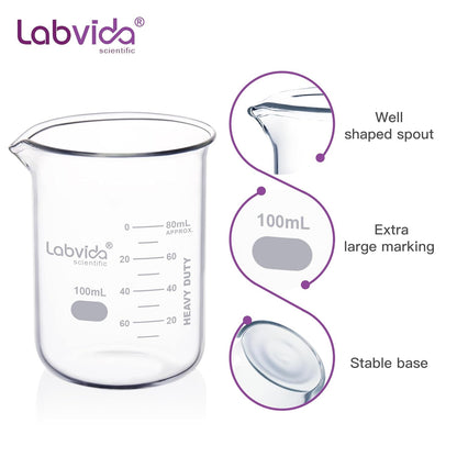 12pcs 50ml Upgrated Thick Glass Beakers, Shot Glass Beaker set, 3.3 Boro Griffin Low Form, Double Scale, LVA003