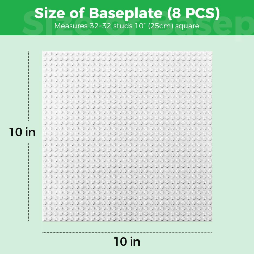 Classic Baseplates Building Plates-10" x 10" Building Boards,100% Compatible with All Major Brands and Activity Table, Creative Platforms Mats for Toy Bricks (Sand, 8 Pack)