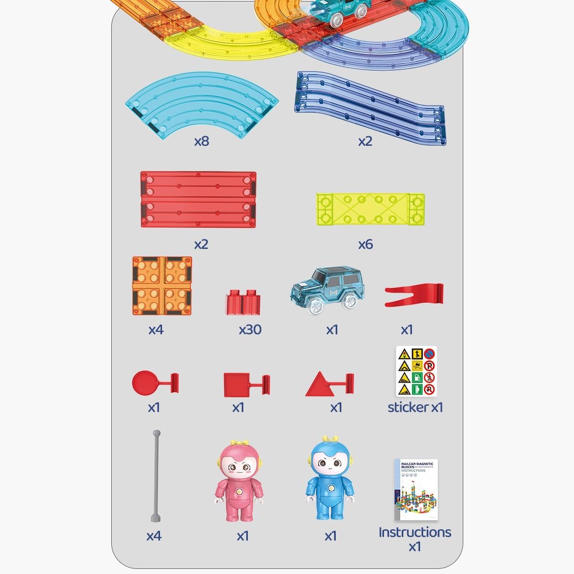 Glowing Magnetic Tiles Marble Run Race Track Super Set - 110 Complete Pieces Glow in The Dark STEM Light Magnetic Building Blocks Gravity Marble Maze Games for Toddlers Kids Boys Girls Ages 3+ Years