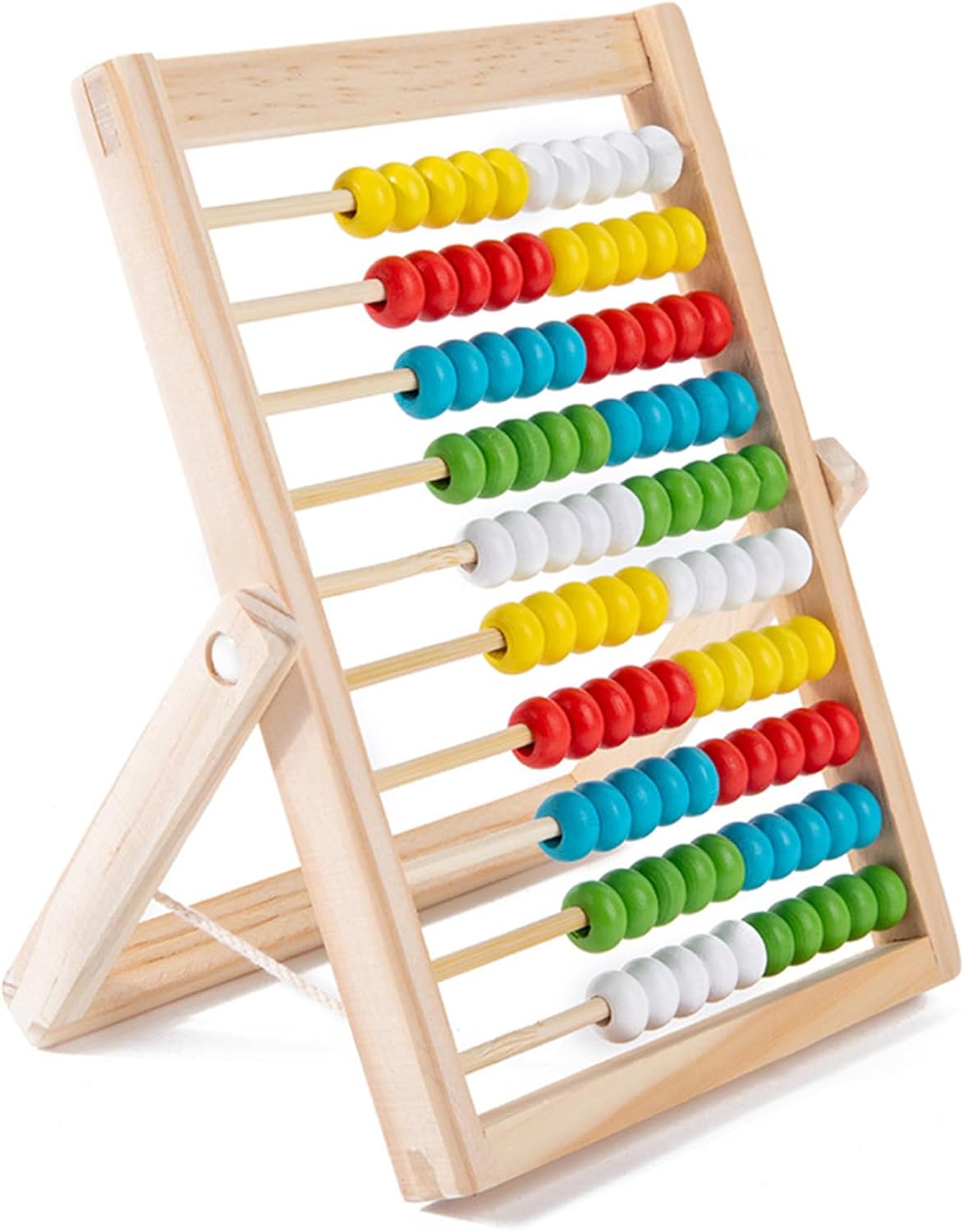 Abacus for Kids Math with Multi-Color Beads, 10-Row Wooden Abacus for Toddlers 3-5, Counting Blocks, Preschool Math Learning Tools for Kids 6-8
