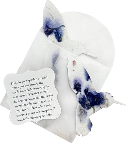 Wildflower Seed Paper - Set of 24 Purple Butterfly-Shaped with Envelope and Planting Instruction, Writable & Plantable Gift for Mom and Plant Lover, Ideal for Wedding, Memorial, Baby Shower