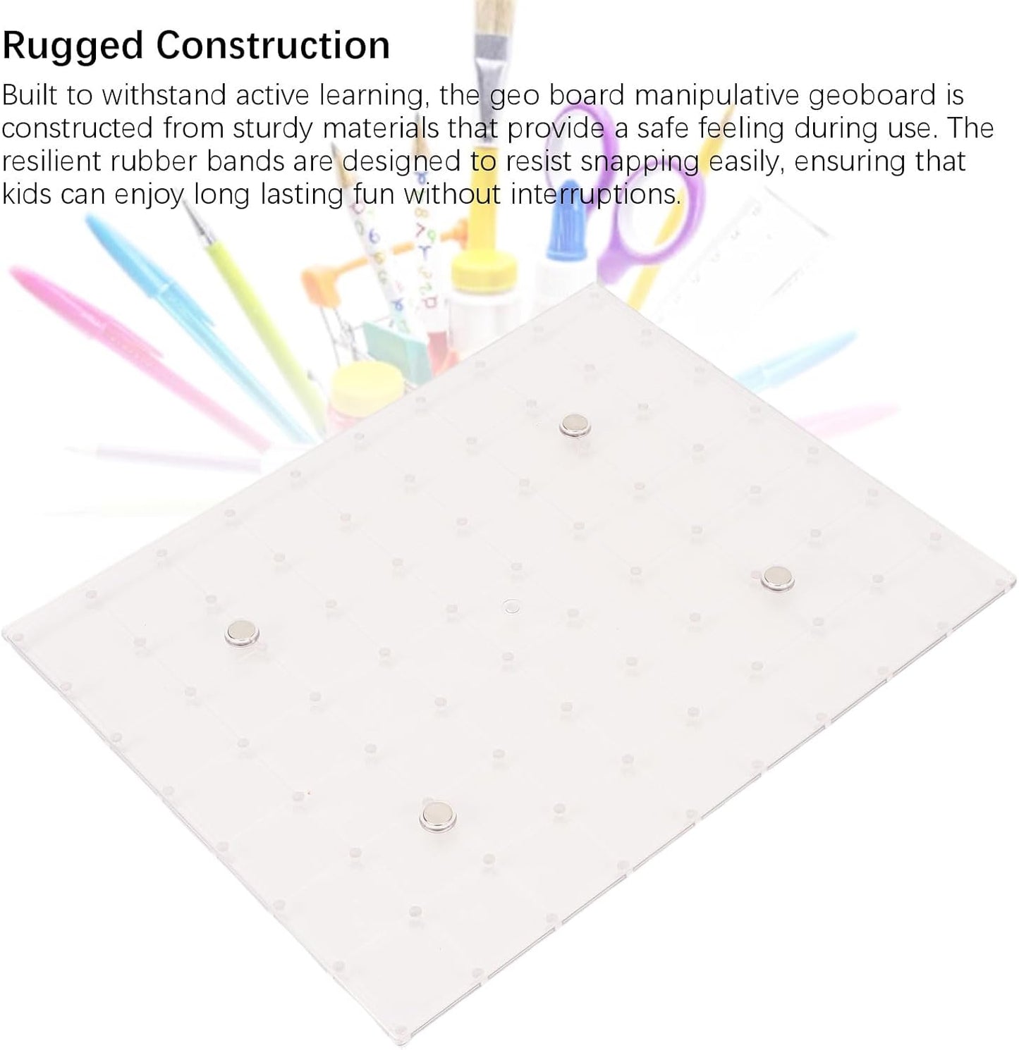 Geoboard Geometry Board, Plastic Double Sided 80 Pins Multifunctional Coordinate Pegboard Educational Peg Board Manipulative Geoboard for Home Classroom