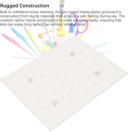 Geoboard Geometry Board, Plastic Double Sided 80 Pins Multifunctional Coordinate Pegboard Educational Peg Board Manipulative Geoboard for Home Classroom