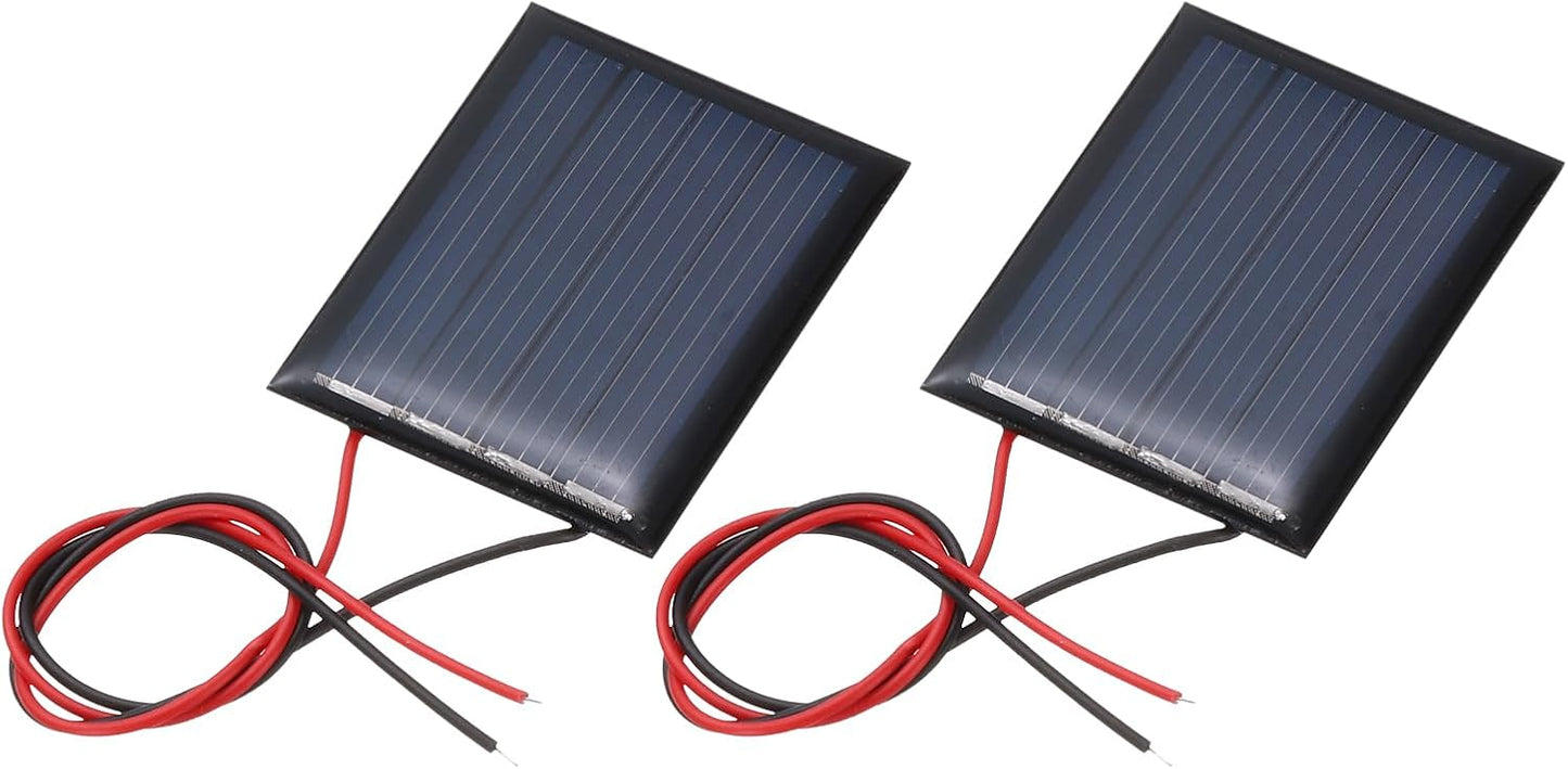 MECCANIXITY 2 Pcs 5.5V 0.44W 70mA Mini Solar Panels, Small Polycrystalline Solar Cell Panel with 2 Cable for DIY Electric Toy Materials Kits Charger, 60mm x 60mm