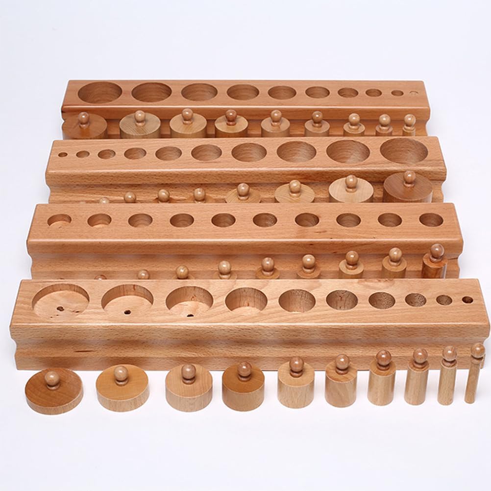 Montessori Large Socket Cylinders, Wooden Sensory Toy for Toddlers, Educational Gift