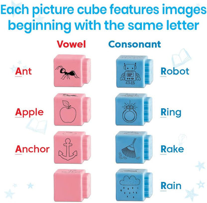 hand2mind Reading Rods Alphabet & Phonemic Awareness, Word Building Activities, Letter Blocks, CVC Words for Kindergarten, Spelling Toys, Reading Tools for Kids, Science of Reading Manipulatives