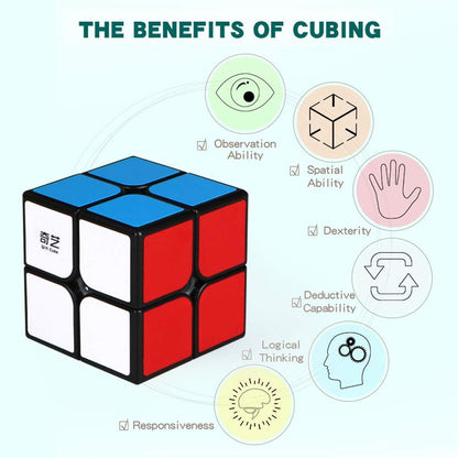 Qiyi Qidi Speed Cube 2x2- Smooth Bright-Light Sticker(Classic Colors) - 2x2x2 Puzzles Toys, The Most Educational Toy to Effectively Improve Child's Concentration and responsiveness.