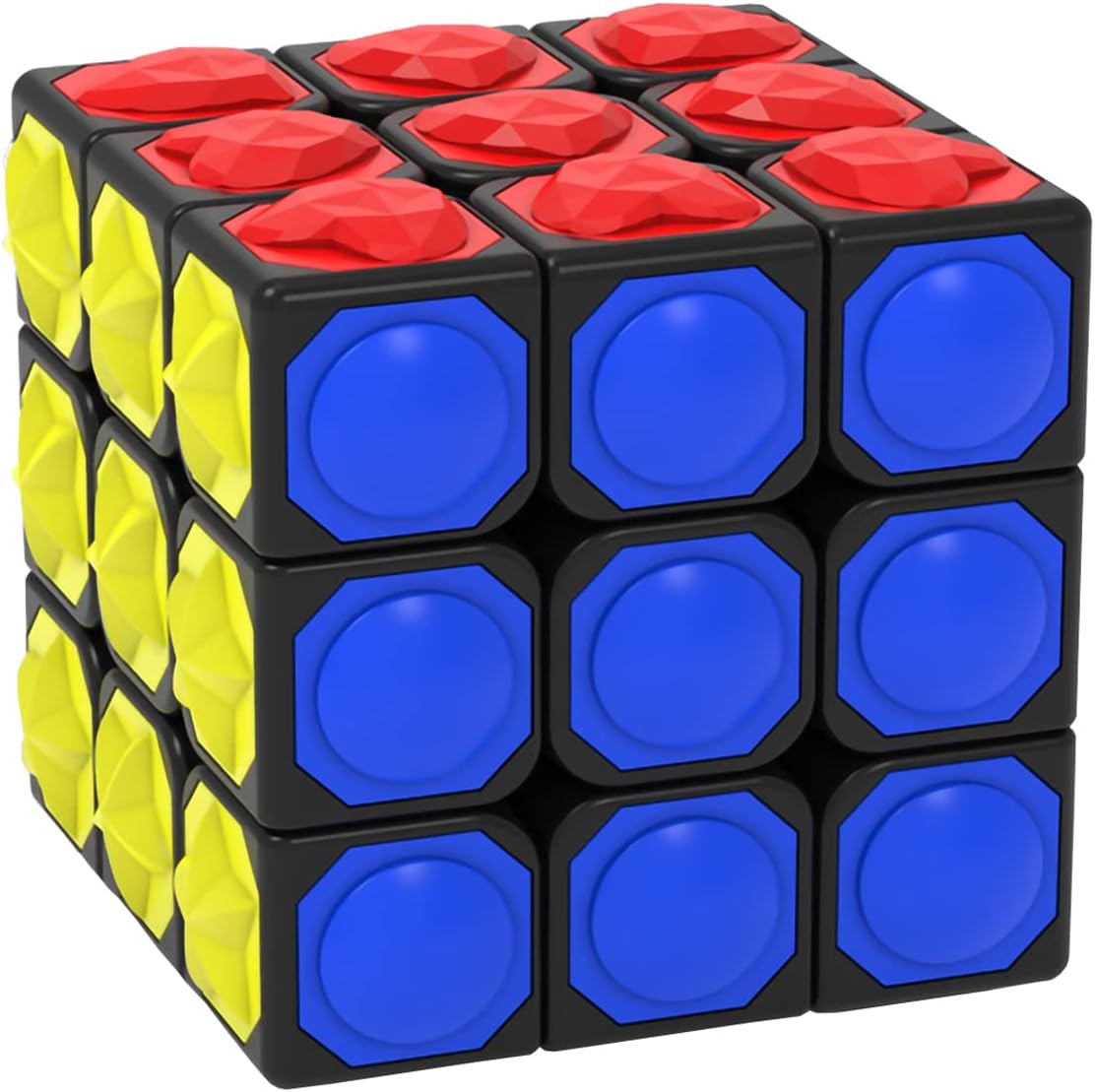 AMAZA 3x3 Speed Cube Black 3x3x3 Magic Speed Cube Puzzles Black Toys Tactile Cube Special Puzzle Touch Twist Patch Visually Impaired Cube Toys for Kids and Adult