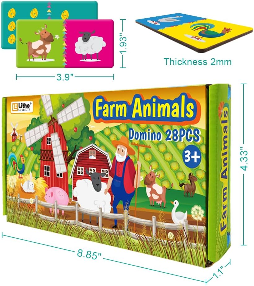 Double-Side Dominoes Games,Animal Dominoes for Kids Ages 4-8,Super Fun Family Game,Make A Great Gift for Preschool,Educational Toys for 3+ Year Old