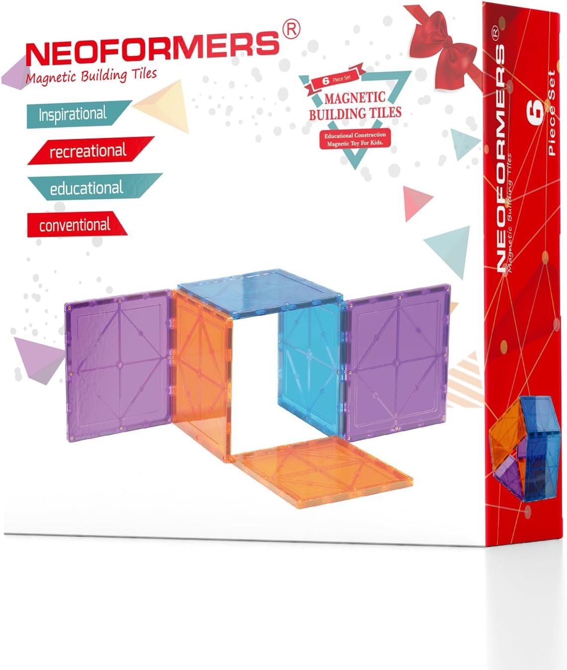 STEM Magnetic Tiles 70PCS Educational Toys for Kids Ages 3-8, Montessori Sensory Magnet Blocks for Toddlers, Classroom & Home Construction Kit