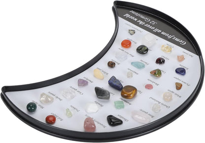 Pssopp Rock Stone Collection Kit, Minerals Educational Science Kit for Kids with Transparent Display Box, Great Rock Collectors and Geology Enthusiasts (Type 4)