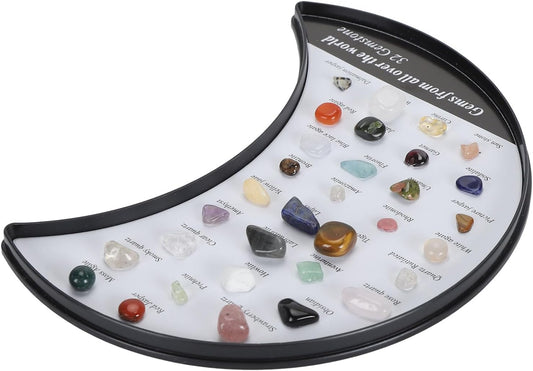 Pssopp Rock Stone Collection Kit, Minerals Educational Science Kit for Kids with Transparent Display Box, Great Rock Collectors and Geology Enthusiasts (Type 4)