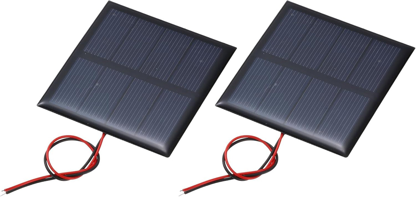 MECCANIXITY 2 Pcs 5.5V 0.44W 70mA Mini Solar Panels, Small Polycrystalline Solar Cell Panel with 2 Cable for DIY Electric Toy Materials Kits Charger, 60mm x 60mm