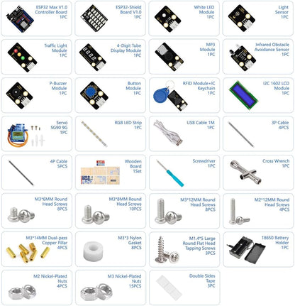 ACEBOTT 5-in-1 ESP32 STEM Smart Home and School Education Kit Compatible with Arduino, STEM Robotics Science Kits for Students Age 12+, Engineering Projects STEAM Activities Gifts 12-16 Year Old