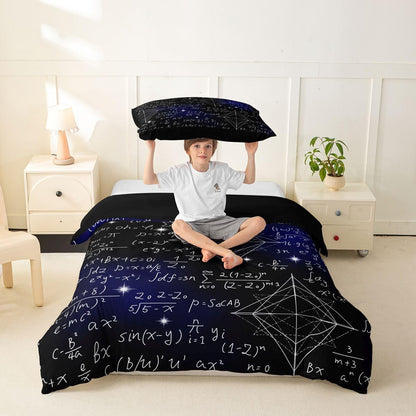 Erosebridal Chemistry Lab Bedding Set Twin Size Chemical Equation Duvet Cover for Boys Girls Chemical Elements Science Theme Comforter Cover Teens Kids Science Students Bedding School Dorm Room Decor