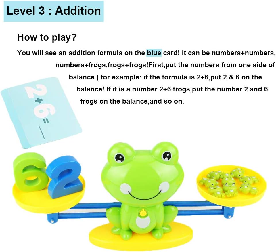 Frog Balance Cool Math Counting Game Educational Early Learning Scale STEM Toys Gifts for Preschool Toddlers Kids Age 3 4 5 6