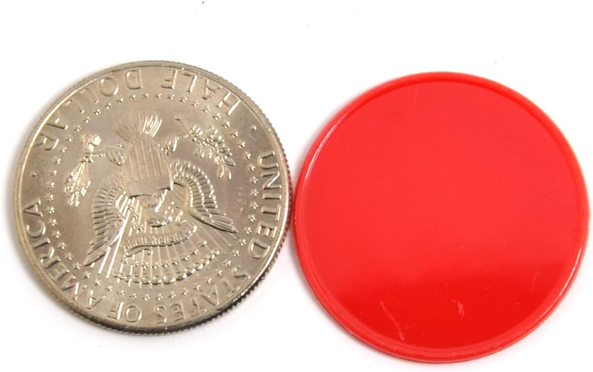 Smartdealspro 100pcs 32mm/1.26 Inch Opaque Plastic Learning Counters Disks Mini Poker Chips Game Tokens with Storage Box (Red)