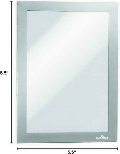 Durable Duraframe Sign Holder, Letter-Size 8.5" x 11" Inch, Black Magnetic Frame - Wall Mount, Pack of 2