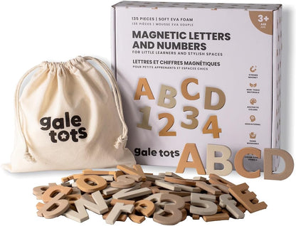 Magnetic Letters and Numbers for Kids – 135 Neutral Aesthetic Foam Alphabet Magnets for Fridge, Montessori Preschool Learning, Homeschool & Kindergarten