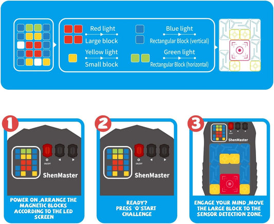 Rechargeable Super Slide Puzzle Game,Klotski Brain Toys for Kids Teens,500+ Challenges 7 Difficulty Levels for Boys&Girls,Portable Travel Games for All Ages,8-12 Gifts idea-White