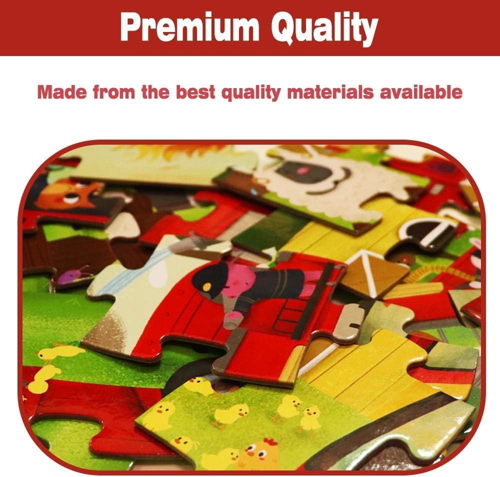 KiDEPOCH 100pc Barnyard Floor Puzzle, 13.8" x 19.7", Paper, Jigsaw, Beginner, 3-8 Years