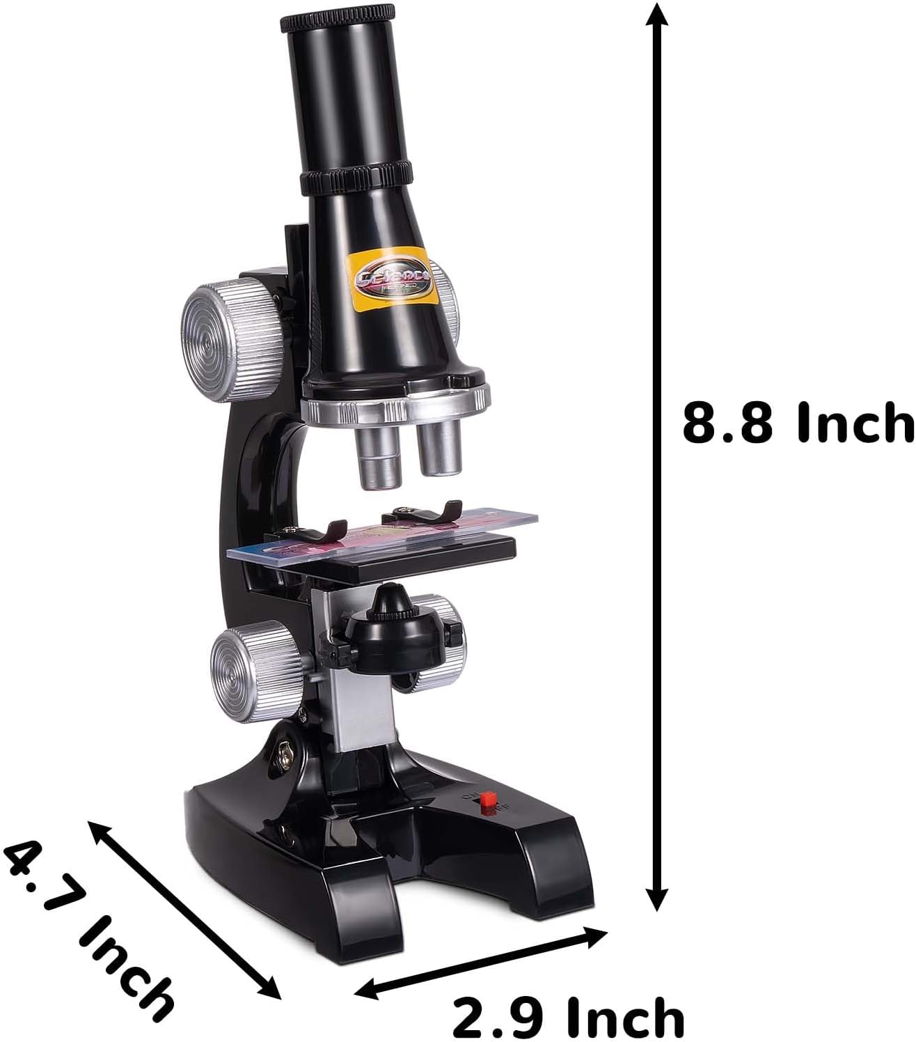 Little World Science Kits for Kids Beginner Microscope Kit with LED 100X 400X and 1200X Black Magnification Kids Educational Toy Birthday Halloween