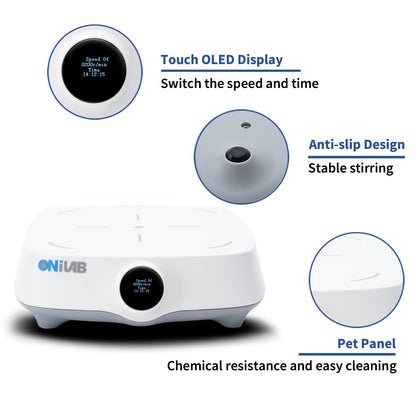 ONiLAB Magnetic Stirrer with 8PCS stir bar Set and stir bar Retriever, Magnetic Mixer Max Stirring Capacity 3000ml(No Heating)