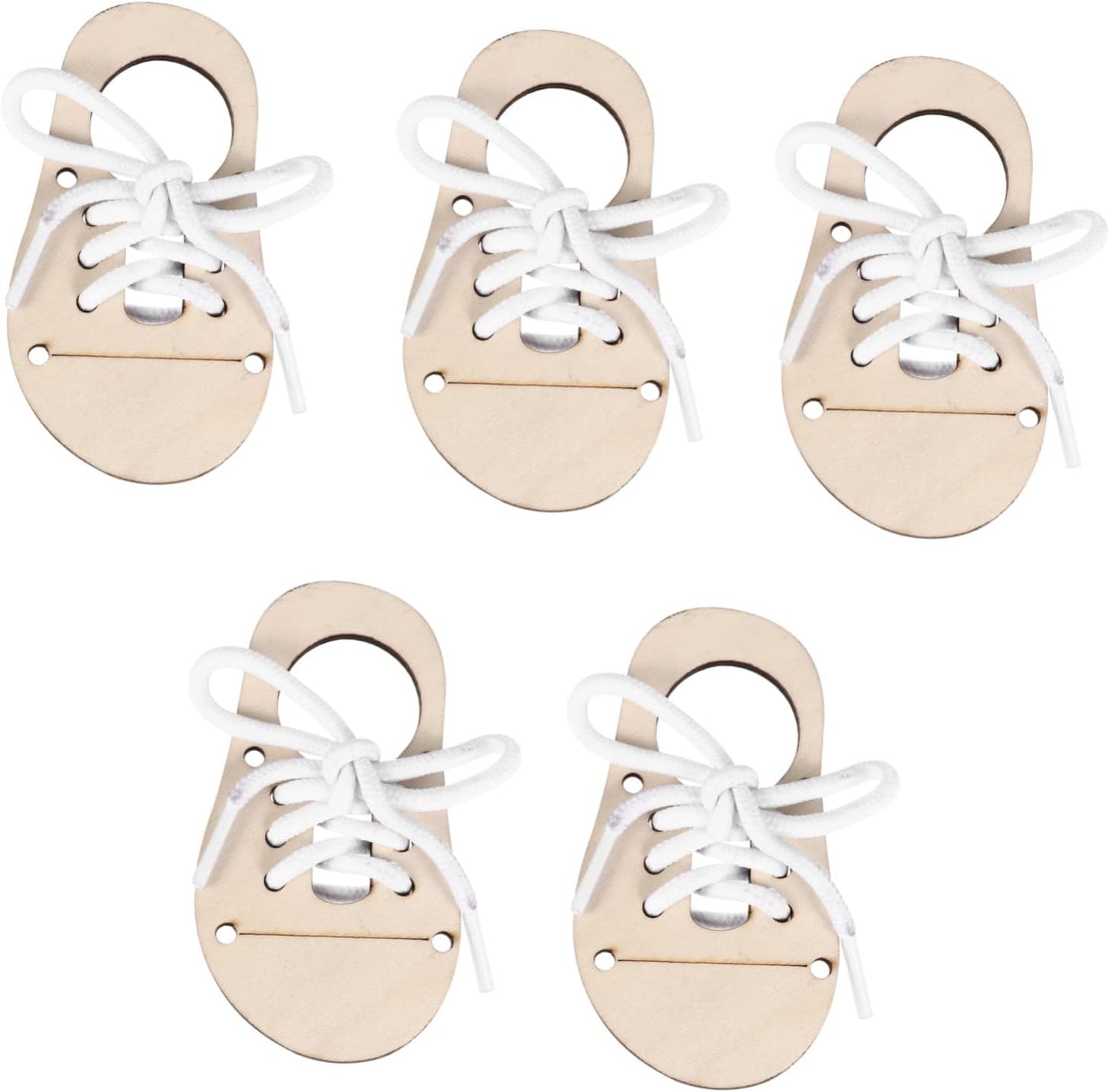 Holibanna 5sets Unfinished Wood Chips Boys and Girls Graffiti Ornament DIY Wood Chip Decoration for Practice Shoe Lacing