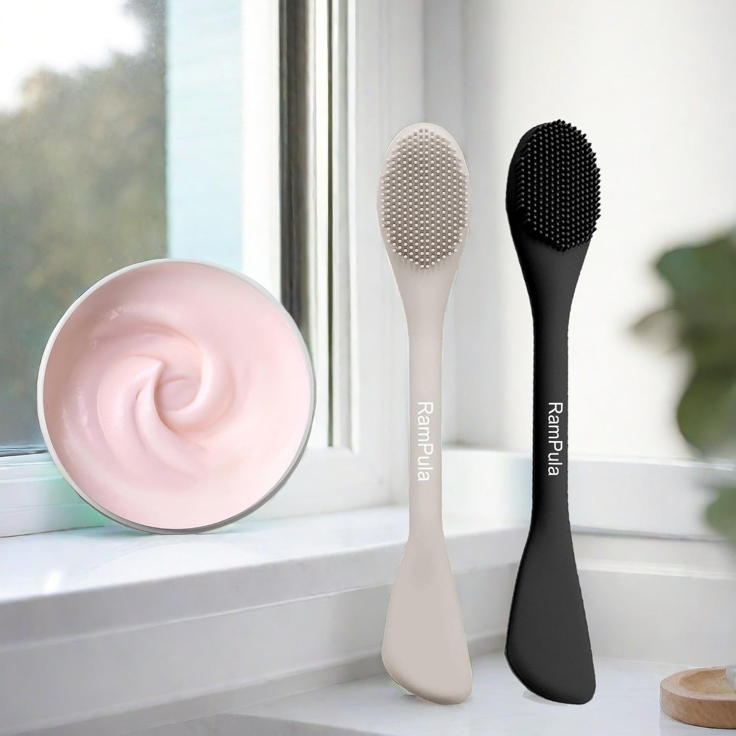 RamPula Silicone Face Mask Brush, Face Scrubber for Gentle Exfoliating & Hairless Moisturizers Applicator Tools for Apply Mud, Clay, Charcoal Mixed Mask, Cream, Lotion
