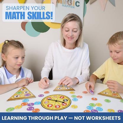 Pidoko Kids Matheroni Pepperoni Math Games for Kids 8-12, Division & Multiplication Game, Educational STEM Board Games with Fun Pizza Theme, 3rd-6th Grade Learning Toys