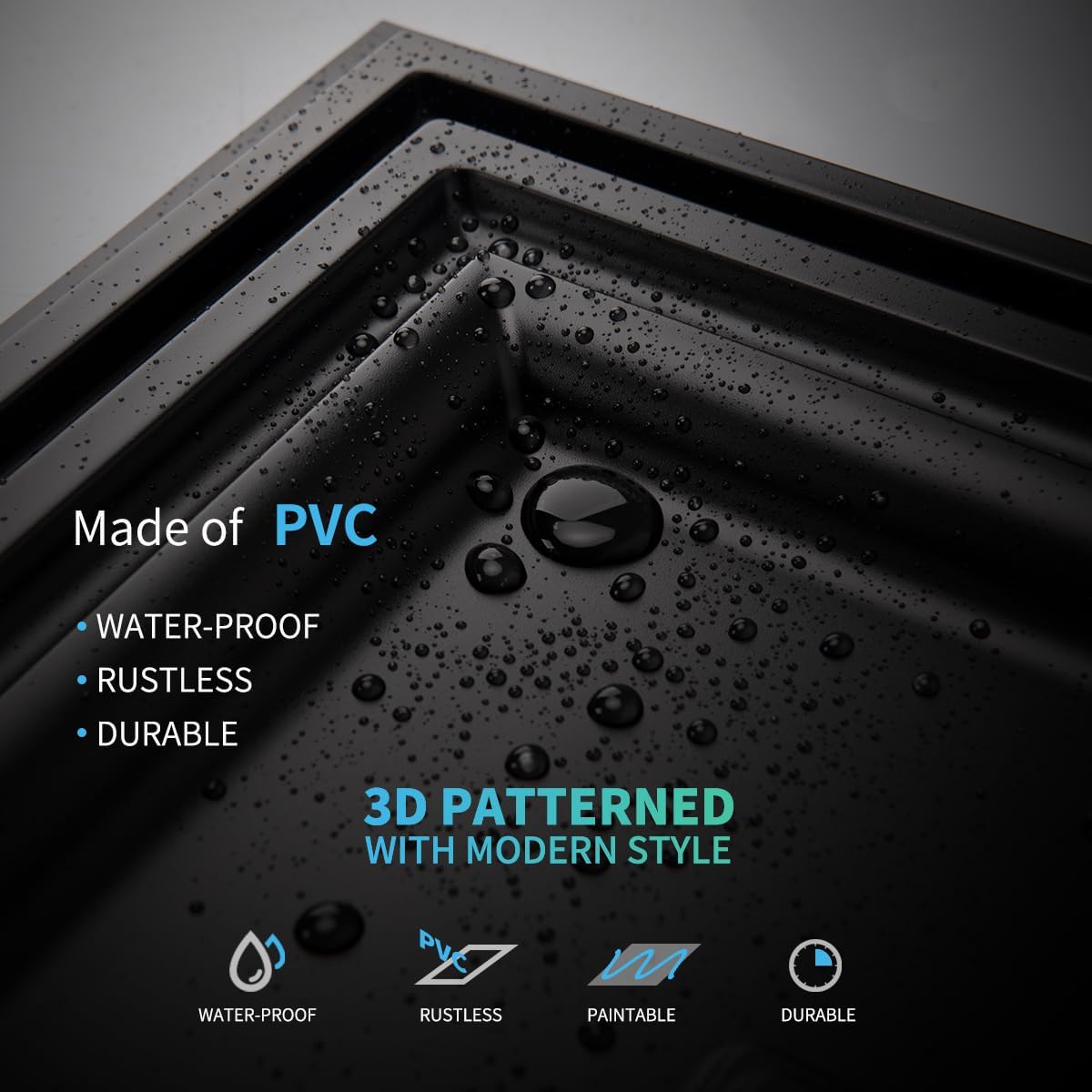 Art3d PVC Ceiling Tiles, 2'x2' Plastic Sheet in Black (12-Pack)